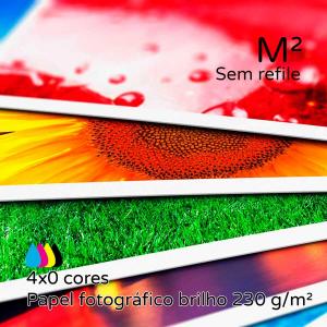 Papel fotográfico premium brilho por M² Papel fotográfico 210 g/m² M² 4x0 cores (Impressão colorida frente, verso sem impressão) Brilho  